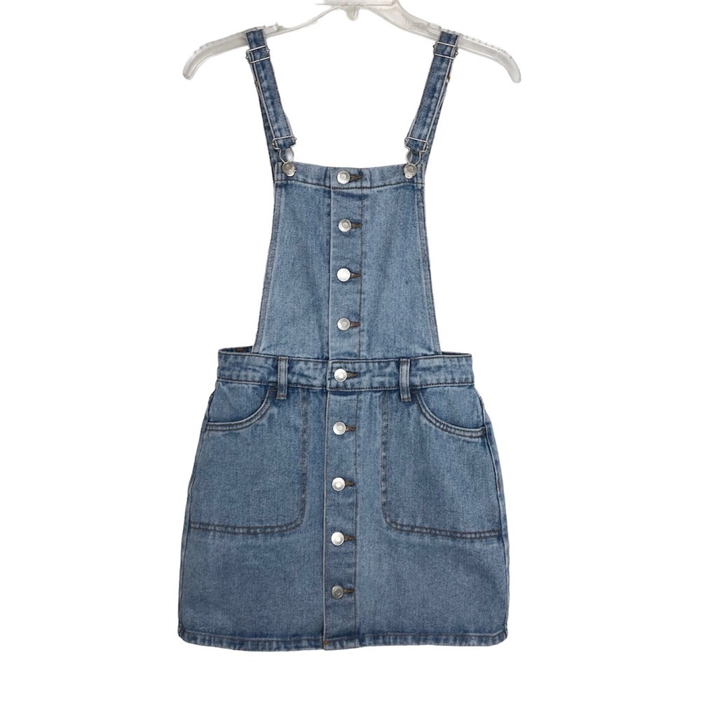 Pacsun Cotton Light Blue Wash Adjustable shoulder Straps Overall Dress XS